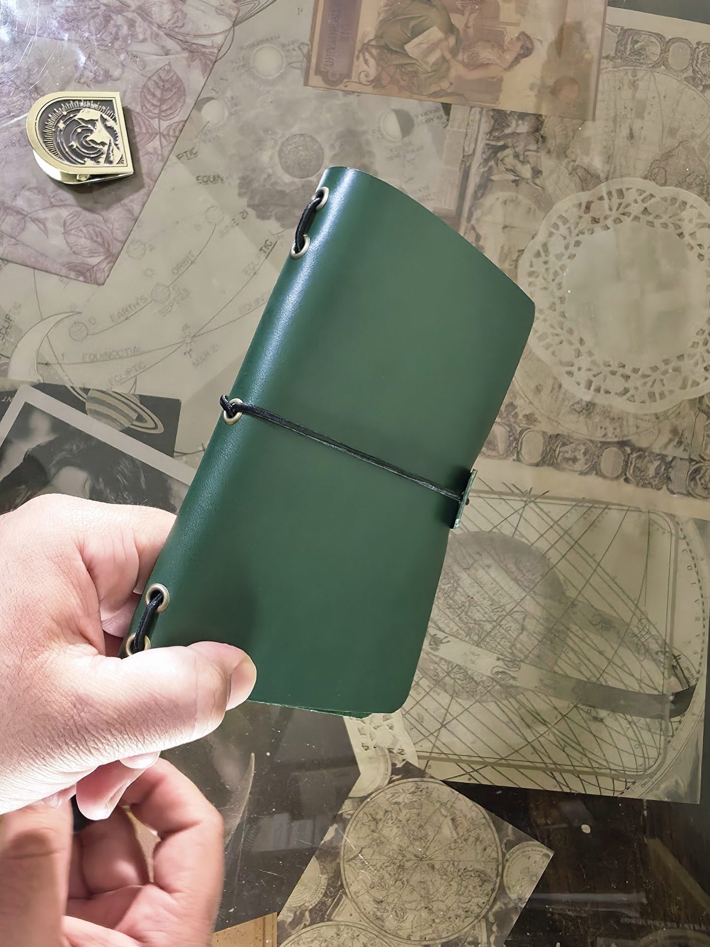 Travel Journal A6 Simple Cuero Verde