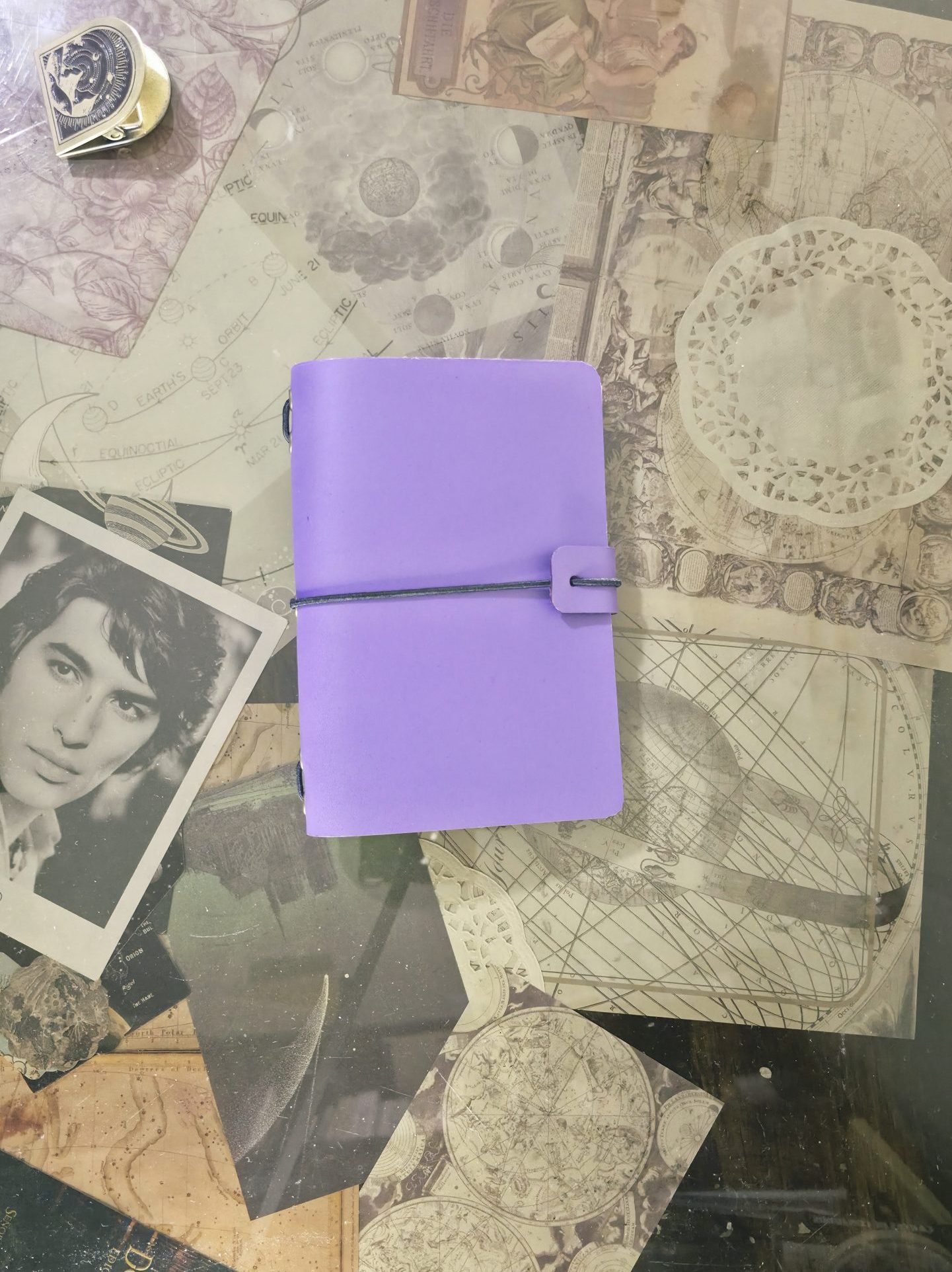 Travel Journal A6 Simple Cuero Morado