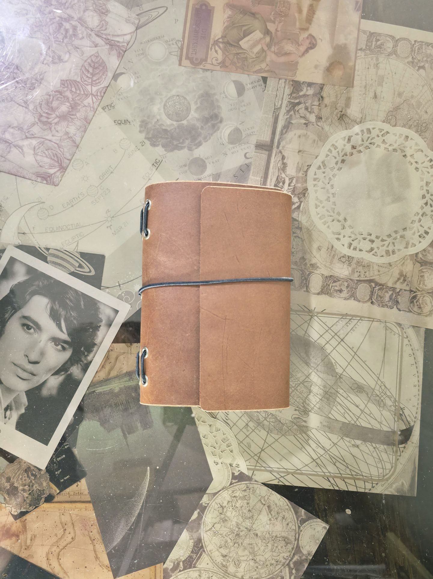 Travel Journal A6 Triple Cuero Café graso