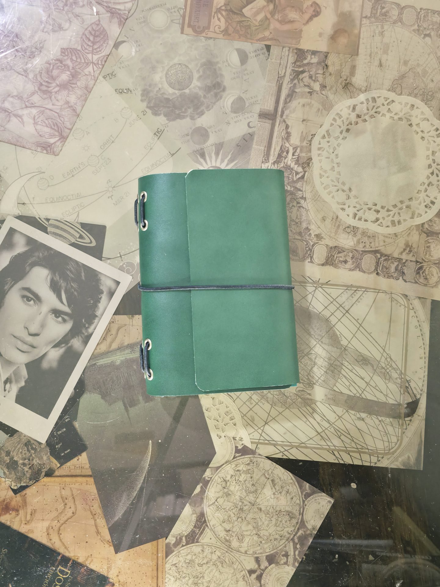 Travel Journal A6 Triple Cuero Verde