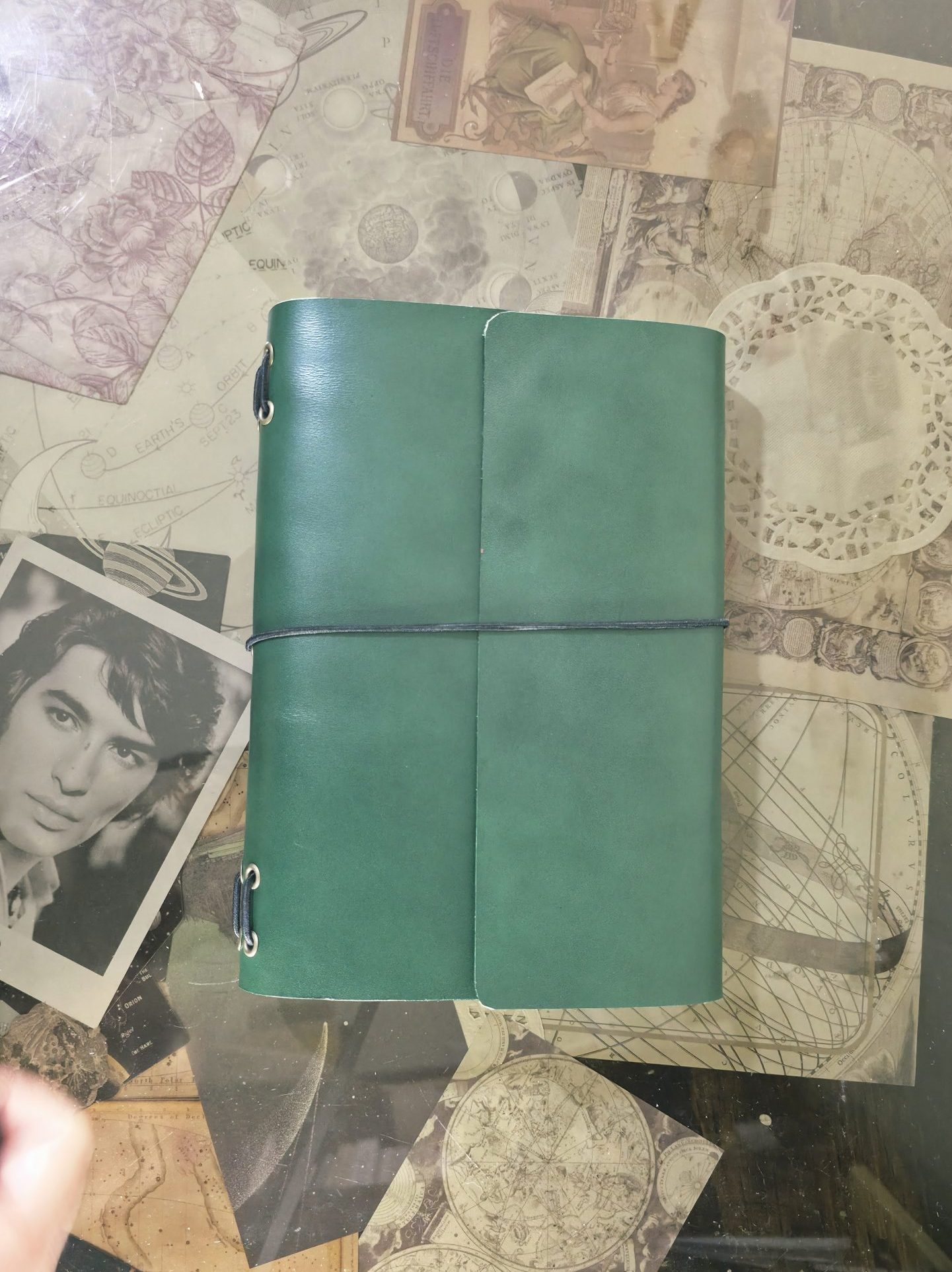 Travel Journal A5 Triple Cuero Verde
