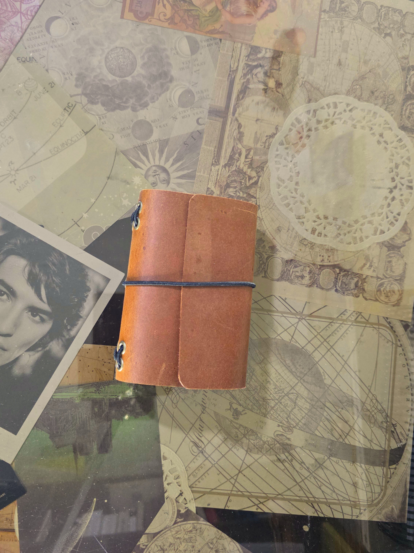 Travel Journal A7 Triple Cuero Café graso