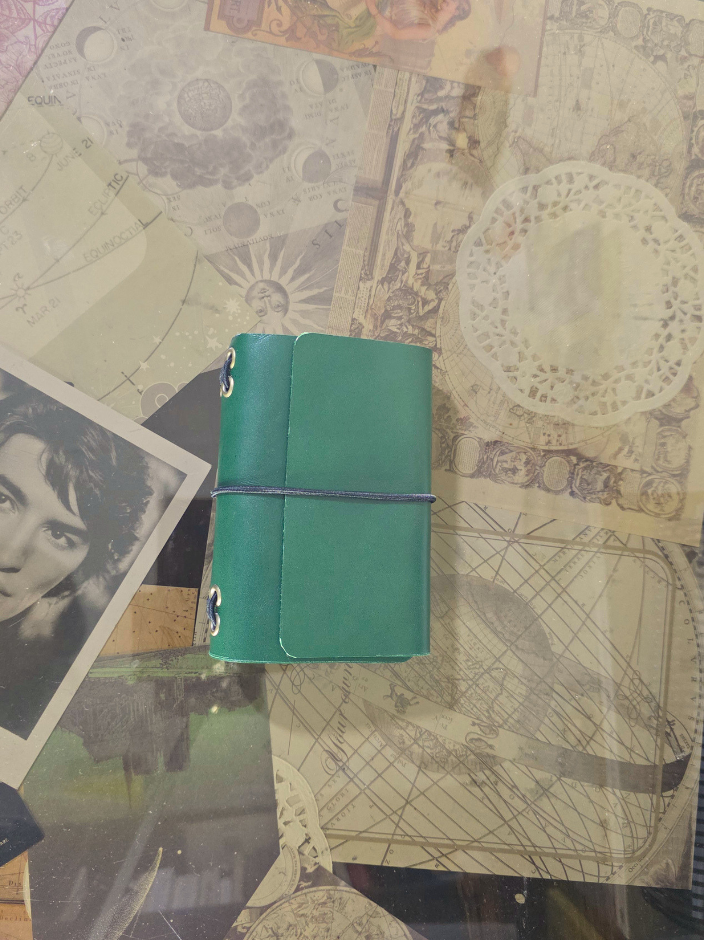 Travel Journal A7 Triple Cuero Verde